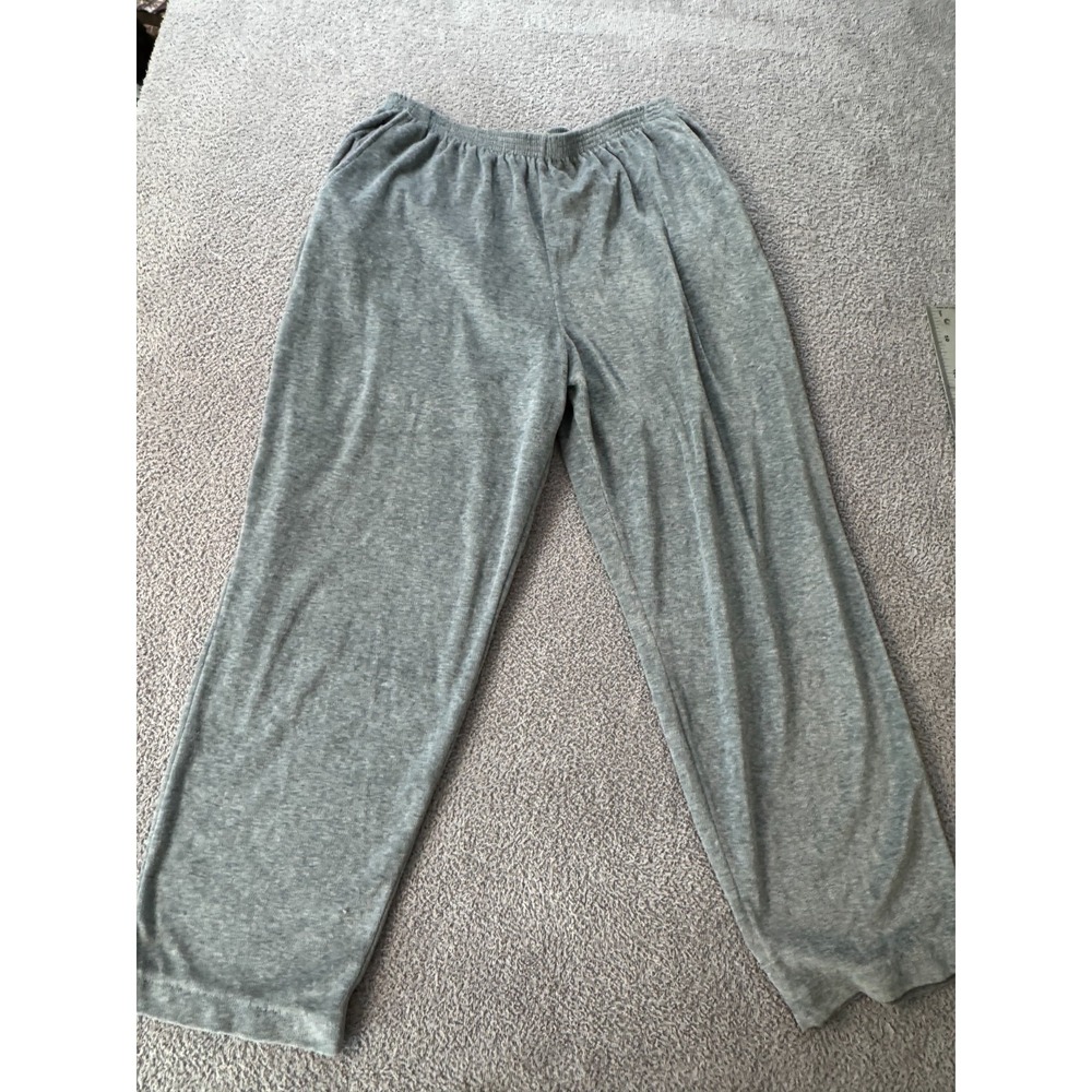 Alfred Dunner Velour Lounge Pants Women 20 Gray Elastic Waist Y2K